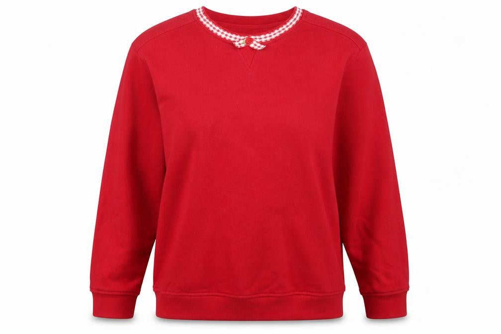 Front view of Karen Scott women’s red jumper, size M