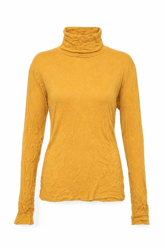 Front view of Active Basic women’s yellow rayon basic t-shirt, size S