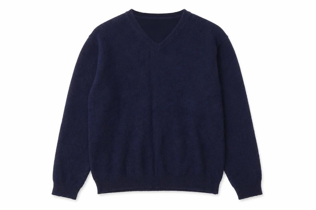 Front view of Sandstone & Co men’s blue pullover sweatshirt, size L
