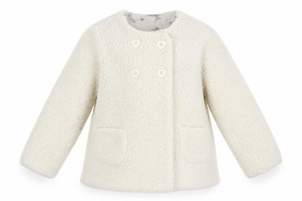 Front view of Tu girls’ white basic coat coat, size 2-3, years