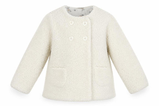 Front view of Tu girls’ white basic coat coat, size 2-3, years