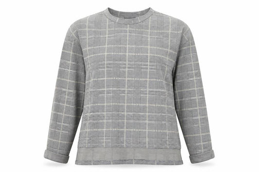Front view of Primark women’s grey check basic t-shirt, size S