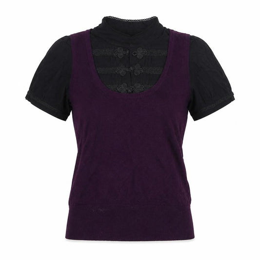 Front view of Next women’s purple basic button-up, size UK 12