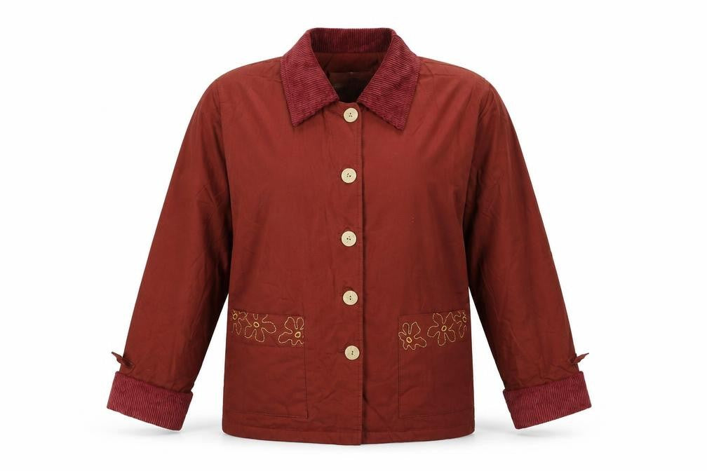 Front view of Golden Knight women’s red jacket, size S