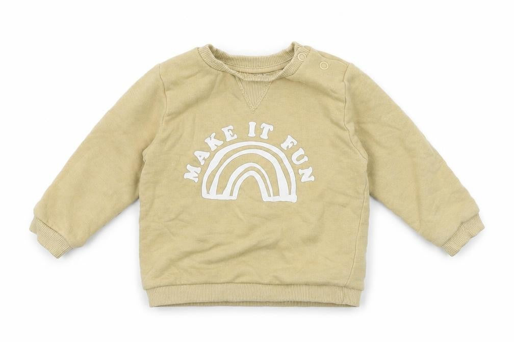 Front view of F&F girls’ beige basic, size 9-12, months