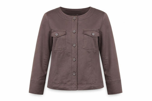 Front view of Country Casuals women’s brown jacket coat, size UK 12