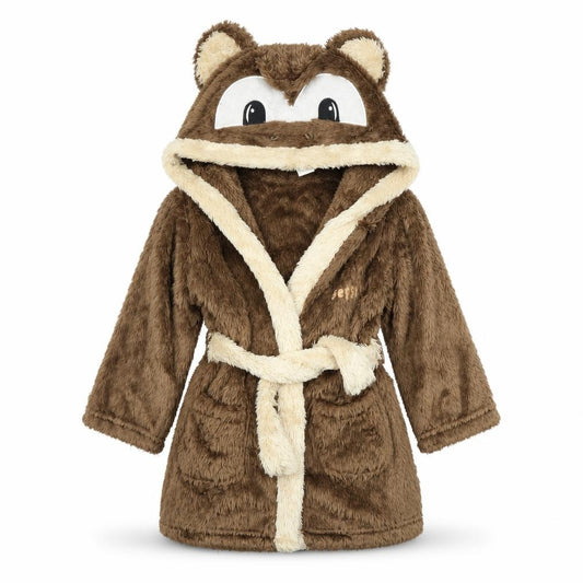 Front view of Preworn girls’ brown solid capri robe, size 2-3, years - bear