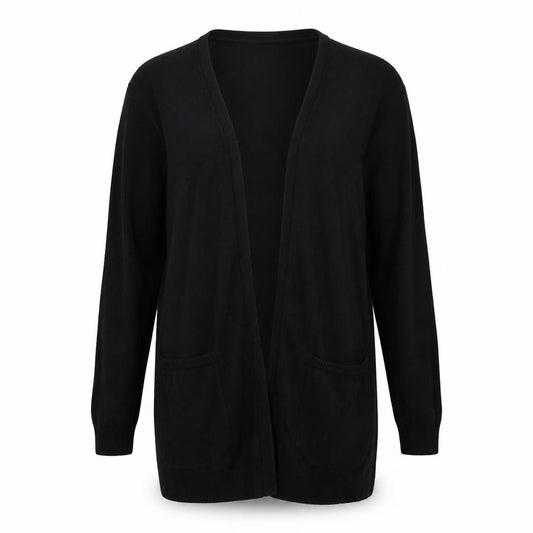 Front view of ASOS women’s black cardigan jumper, size UK 4