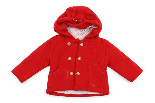Front view of Bibicola Baby Red Basic Coat Jacket, size 18, Months - Minnie Mouse