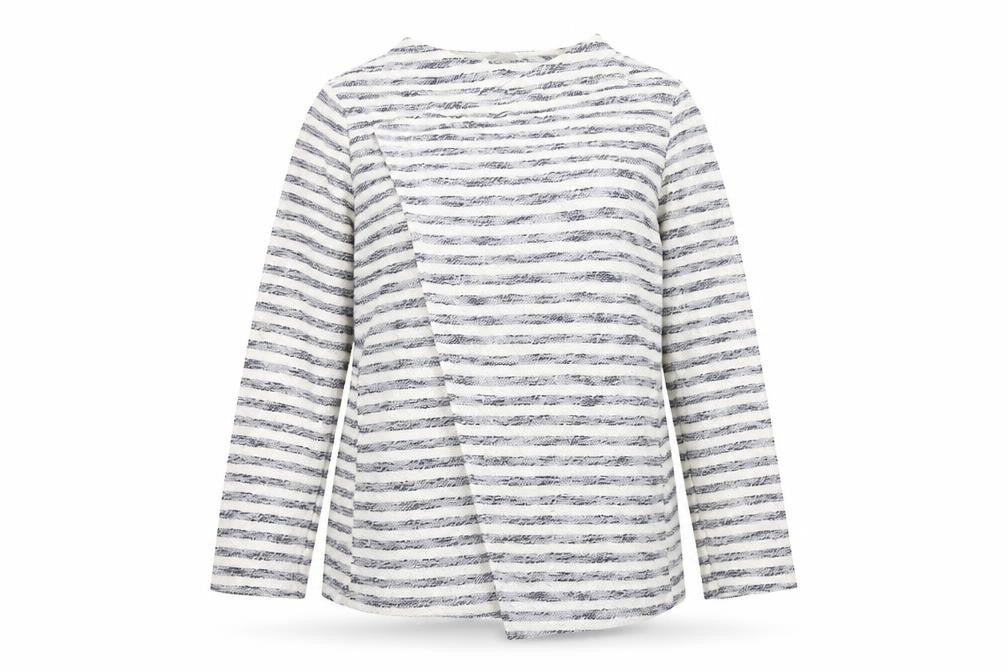 Front view of George women’s white striped jacket, size UK 16
