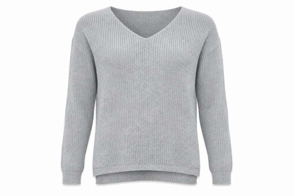Front view of Boohoo women’s grey jumper, size S