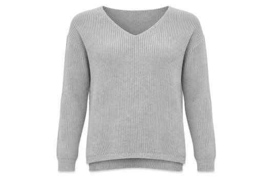 Front view of Boohoo women’s grey jumper, size S