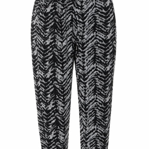 Peacocks Womens Black Animal Print  Trousers  Size 6 L29 in