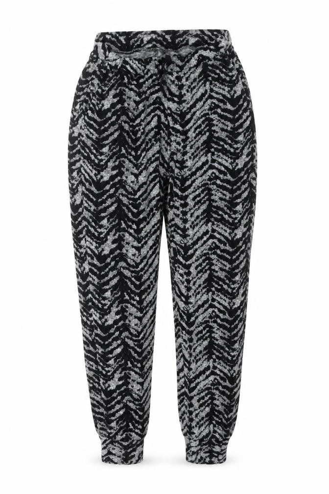Peacocks Womens Black Animal Print  Trousers  Size 6 L29 in