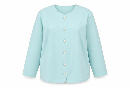 Front view of Richard Stump women’s green jacket, size UK 20
