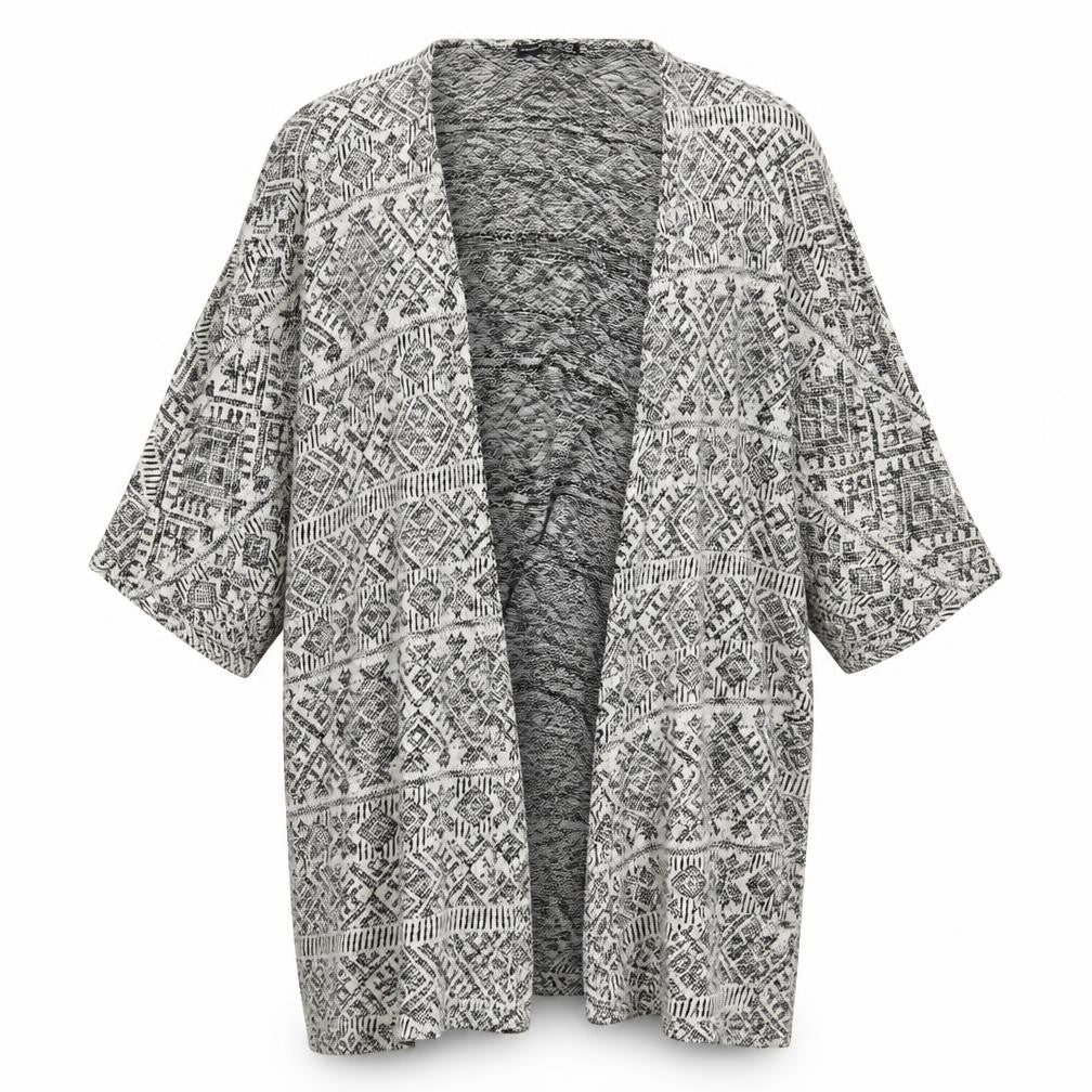 Atmosphere Womens Grey Geometric Knit Cardigan Jumper Size M  - Oversized