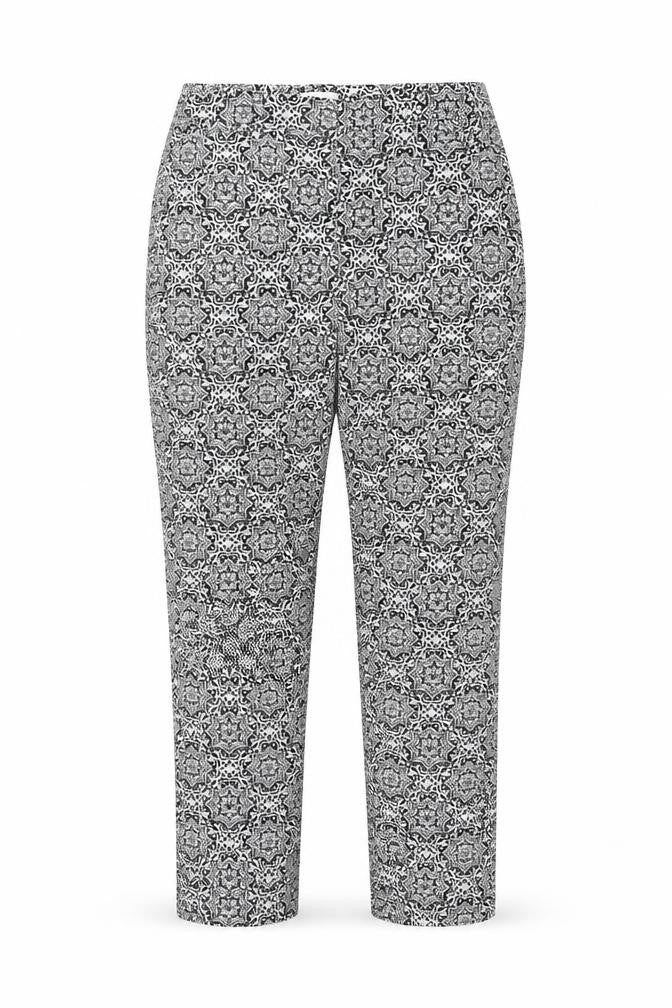 Monsoon Womens White Geometric Trousers Size 12 L25 in