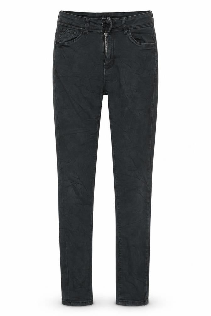 Front view of shing design women’s grey skinny jeans, size UK 38, 28-inch leg