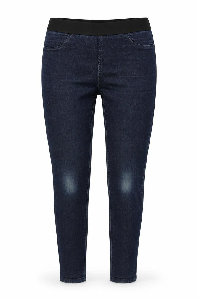 Front view of New Look women’s blue jegging trousers, size UK 8, 29-inch leg