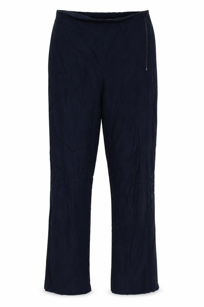 Front view of Marks & Spencer women’s blue trousers, size UK 10, 28-inch leg
