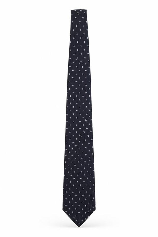 Front view of Preworn men’s blue geometric pointed tie one size