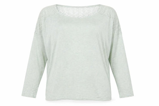 Front view of Warehouse women’s green jumper, size UK 12, - g