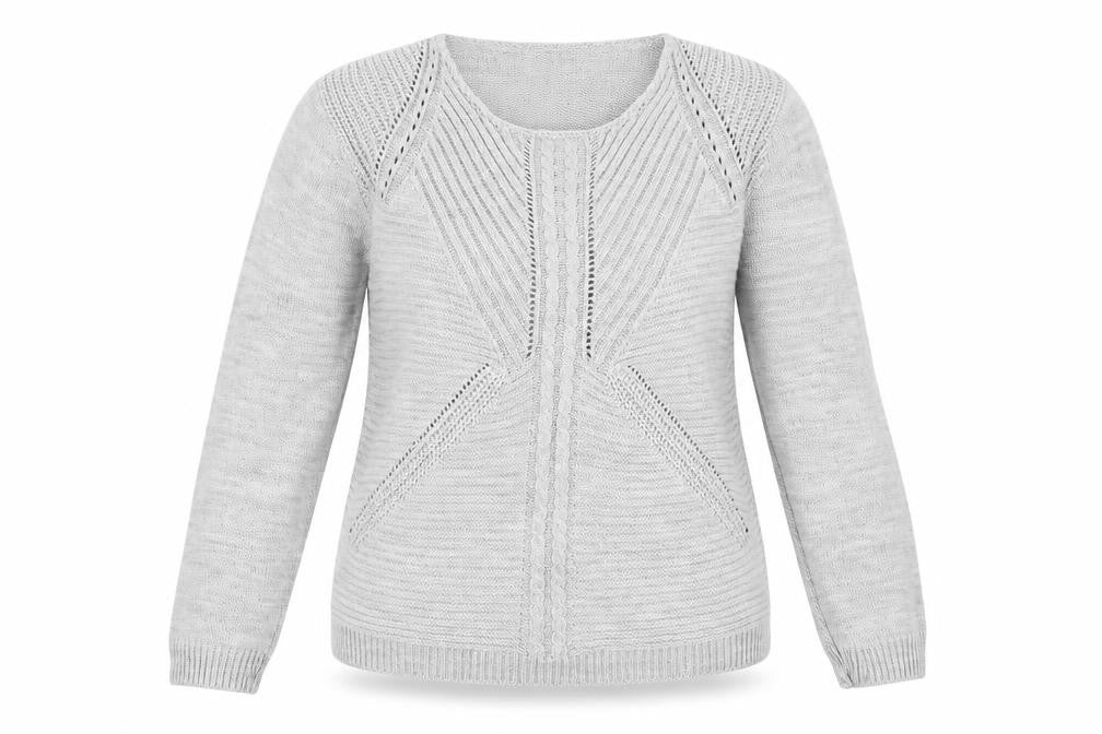 Front view of Mia Moda women’s grey jumper, size S