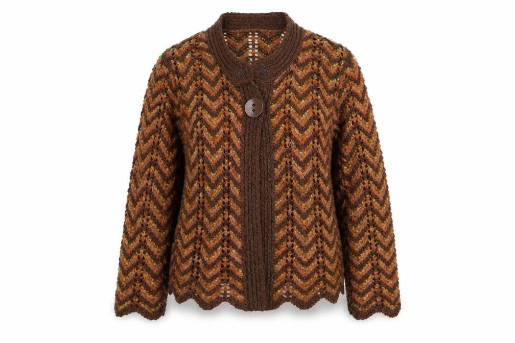 casamia Womens Multicoloured Geometric  Cardigan Jumper Size S