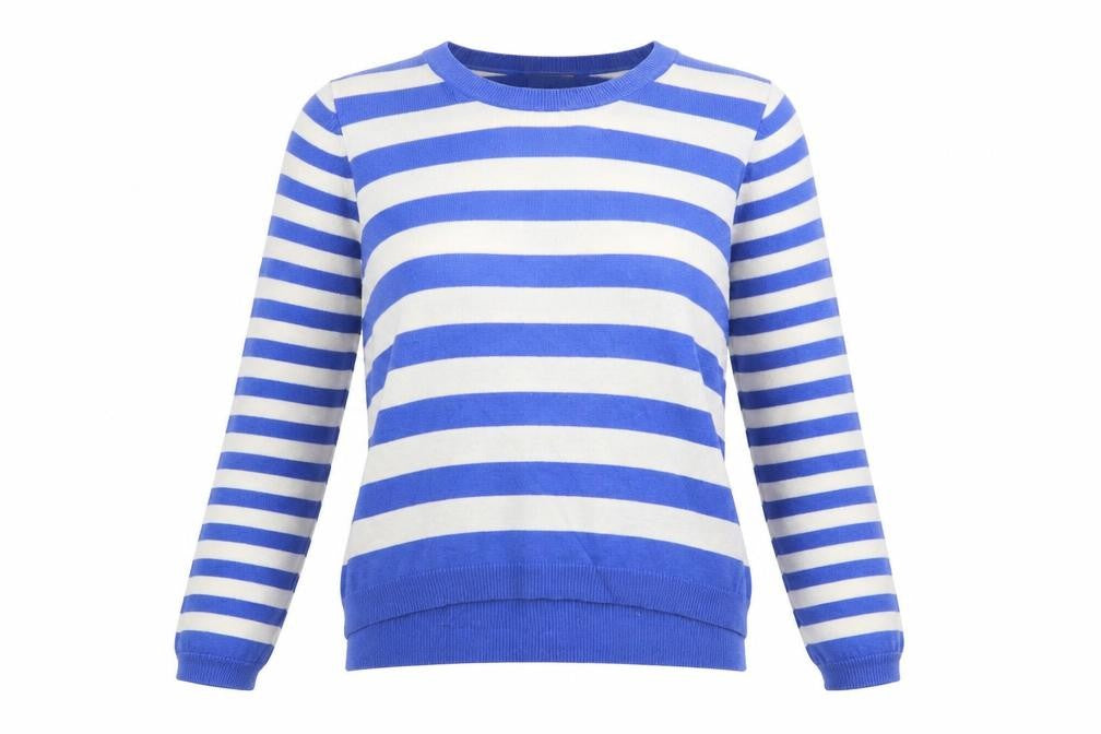Front view of Tu women’s multicoloured striped jumper, size UK 10