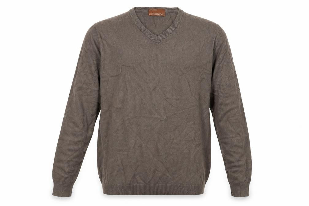 Front view of Marks & Spencer men’s brown pullover sweatshirt, size M