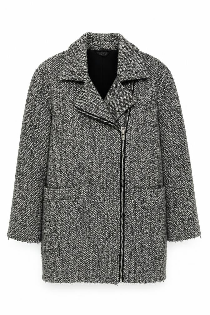 Front view of Topshop women’s black jacket, size UK 6