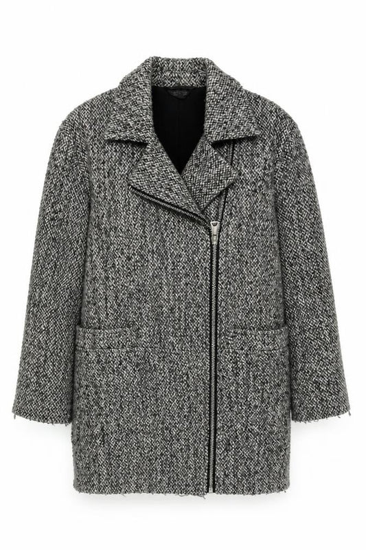 Front view of Topshop women’s black jacket, size UK 6