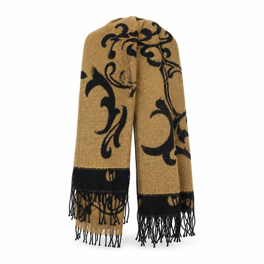 Front view of Preworn women’s beige geometric shawl/wrap