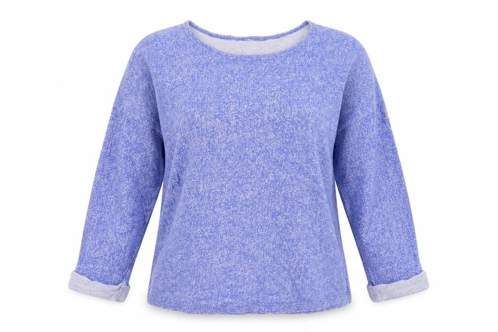 Front view of Twintip women’s blue pullover sweatshirt, size M