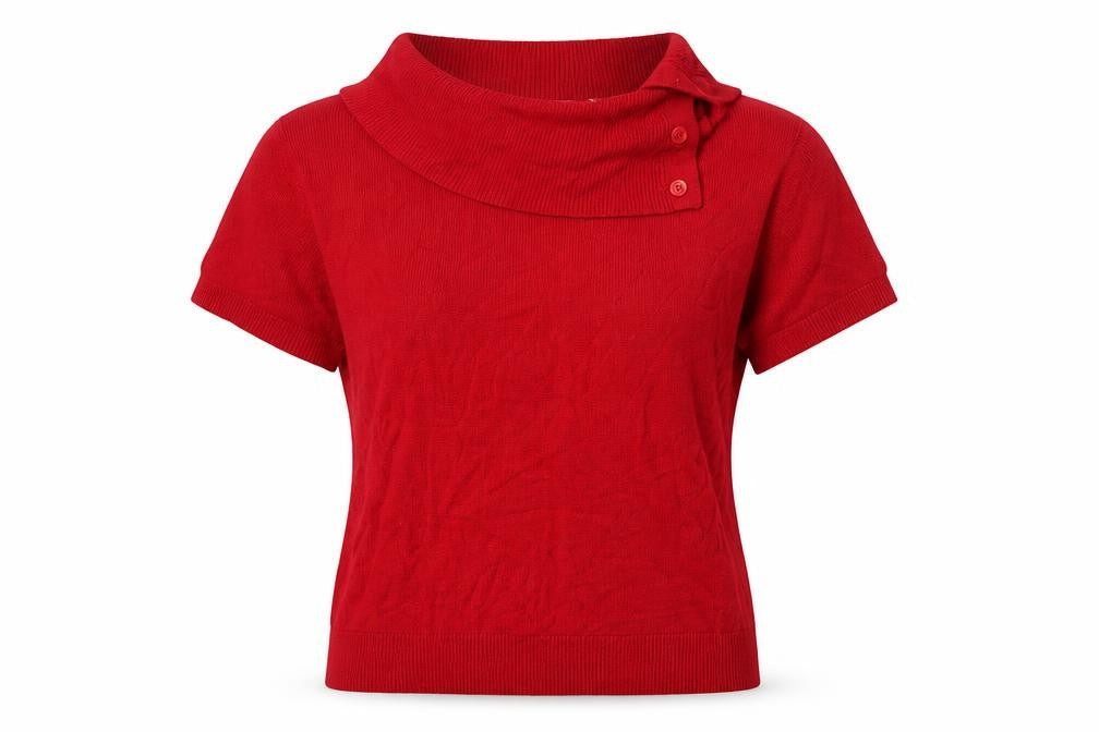 Front view of New Look women’s red jumper, size UK 12