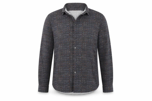 Front view of Autograph women’s grey check basic button-up, size L
