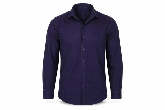 Front view of Primark men’s blue button-up, size 17