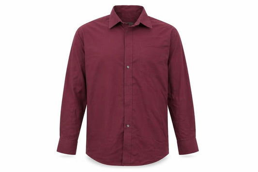 Front view of Marks & Spencer men’s purple button-up, size 15.5