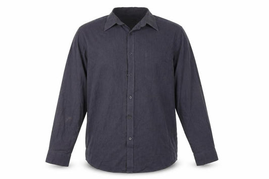 Front view of F&F men’s black button-up, size 16
