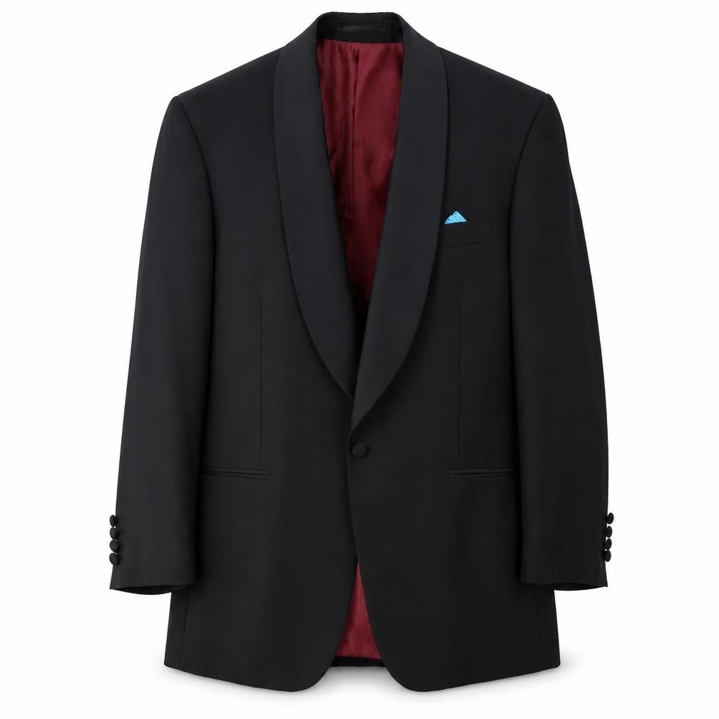 Front view of Scott&taylor men’s black jacket blazer, size 38