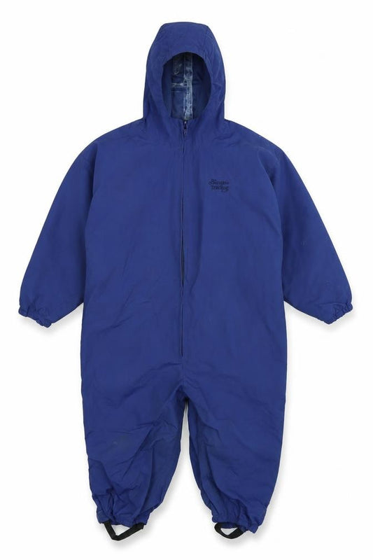Front view of The Great Little Trading Co boys’ blue snowsuit, size M
