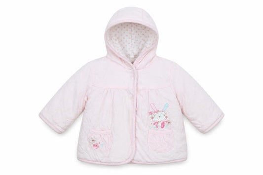 Front view of Peacocks girls’ pink cardigan jumper, size 0-3, months