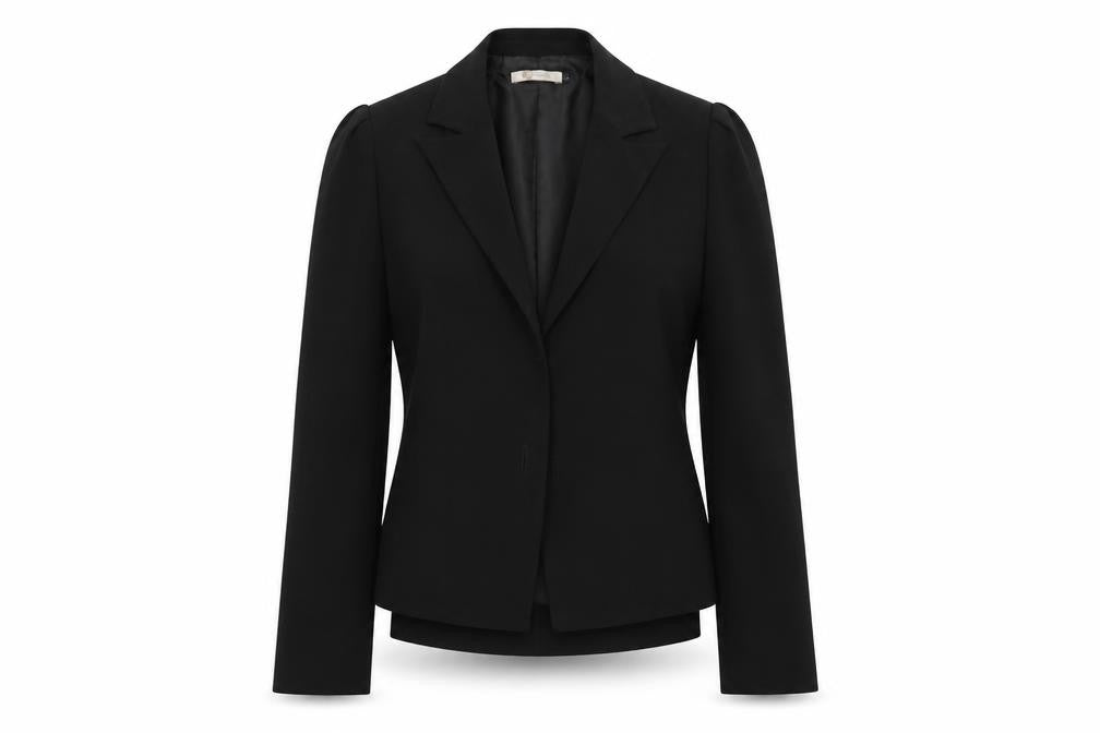 Front view of 159 Ma women’s black jacket suit jacket, size L