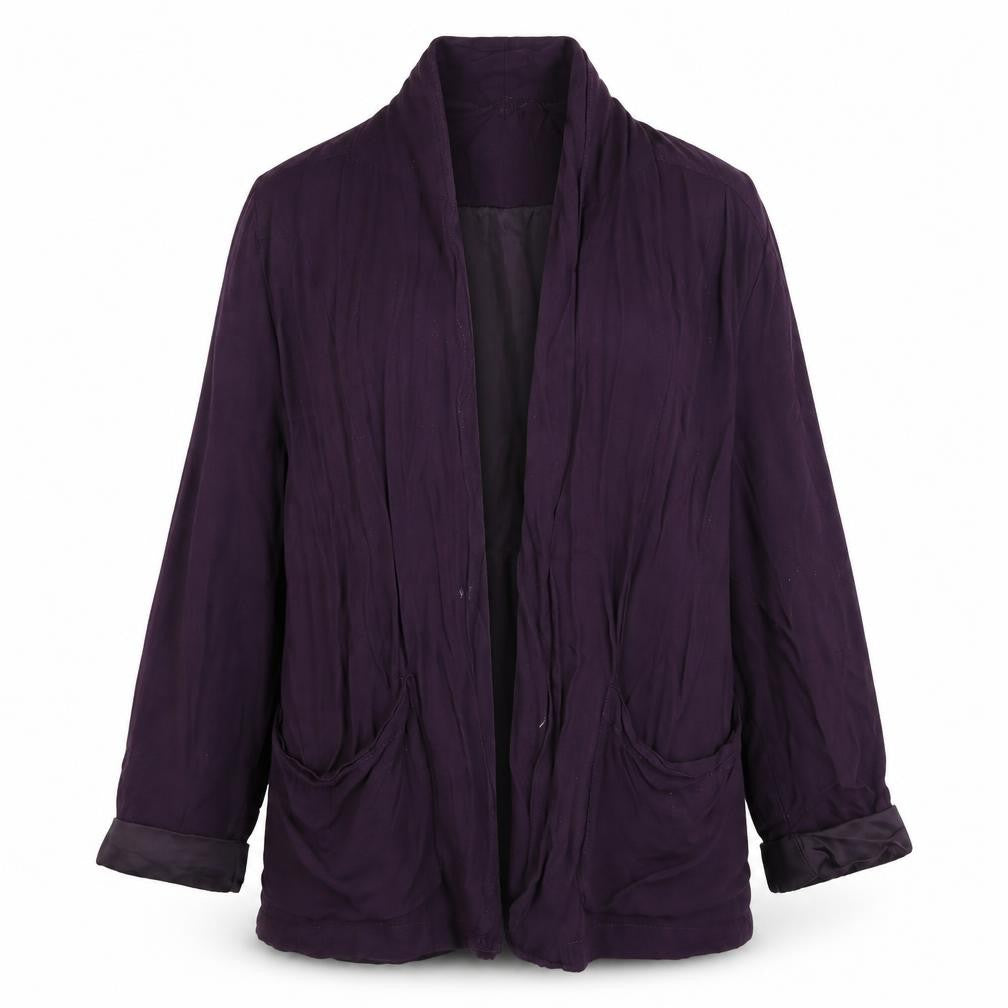 Front view of Internacionale women’s purple jacket blazer, size UK 12