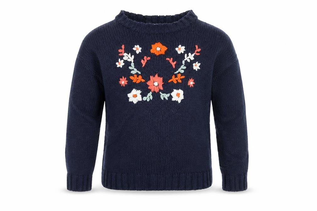 Front view of Abcd R girls’ blue jumper, size 5, years