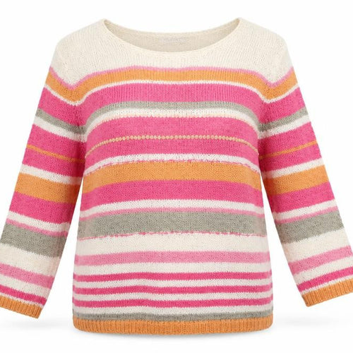 Signature Womens White Striped Knit Pullover Jumper Size M