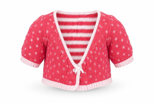 Front view of MINIMODE Baby Red Striped Cardigan Jumper, size 0-3, Months