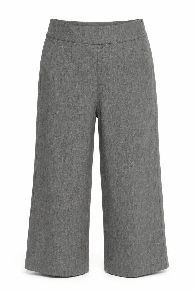 YAS Womens Grey   Cropped Trousers Size L L27 in