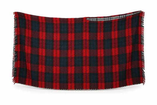 Front view of Preworn women’s red check shawl/wrap