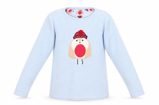 Front view of YD girls’ blue fleece top pyjama top, size 12-13, years